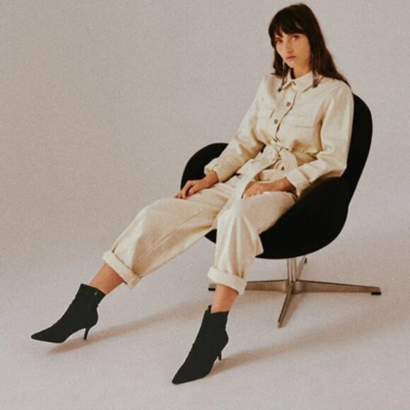 Jaggar Black Pleated Suede Kitten Heel Boots Bootie NIB 39/40 - Picture 5 of 16